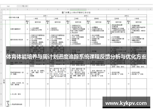 体育体能培养与周计划进度追踪系统课程反馈分析与优化方案